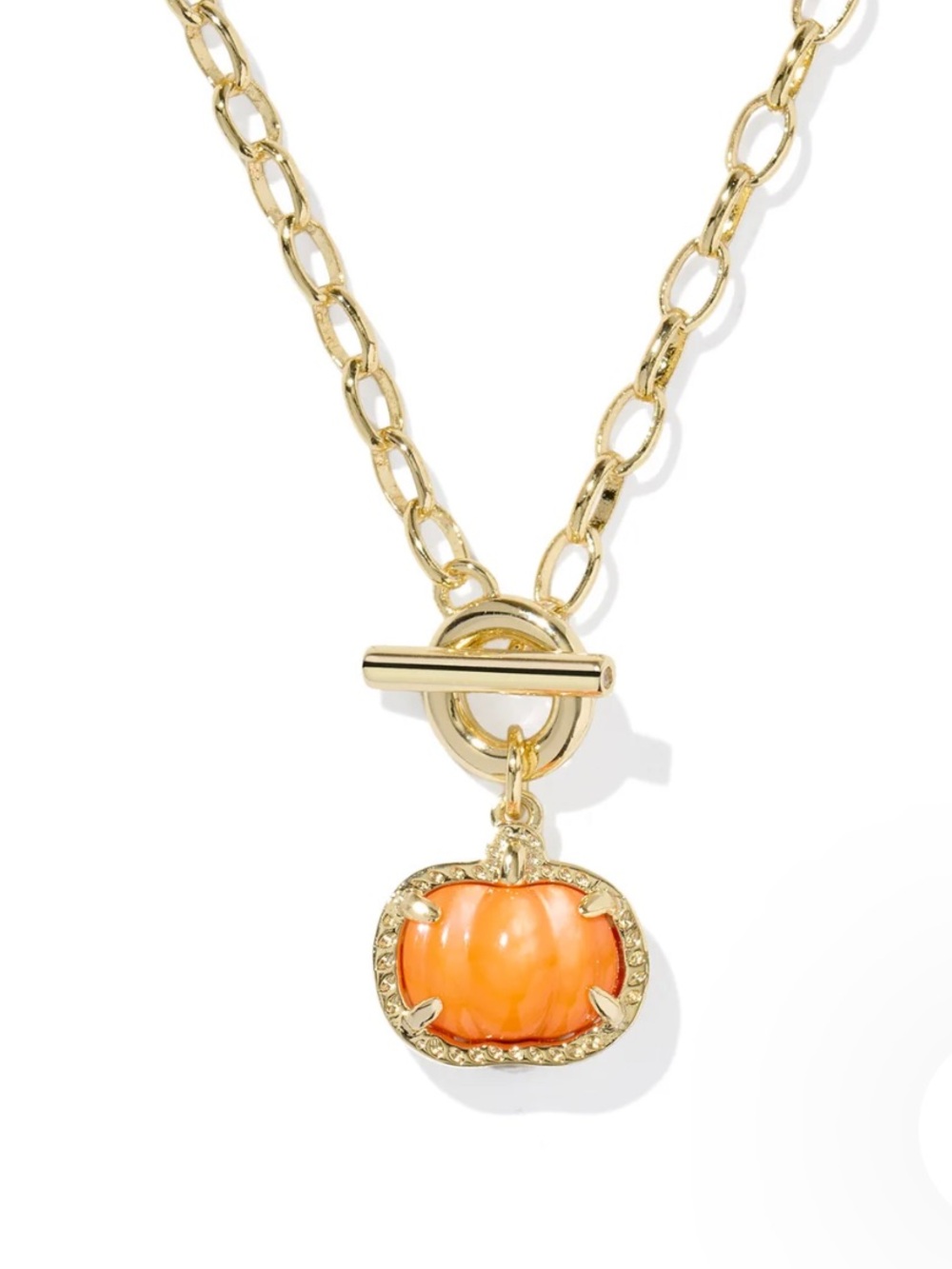 NWT Kendra Scott Pumpkin Link And Chain Necklace Gold